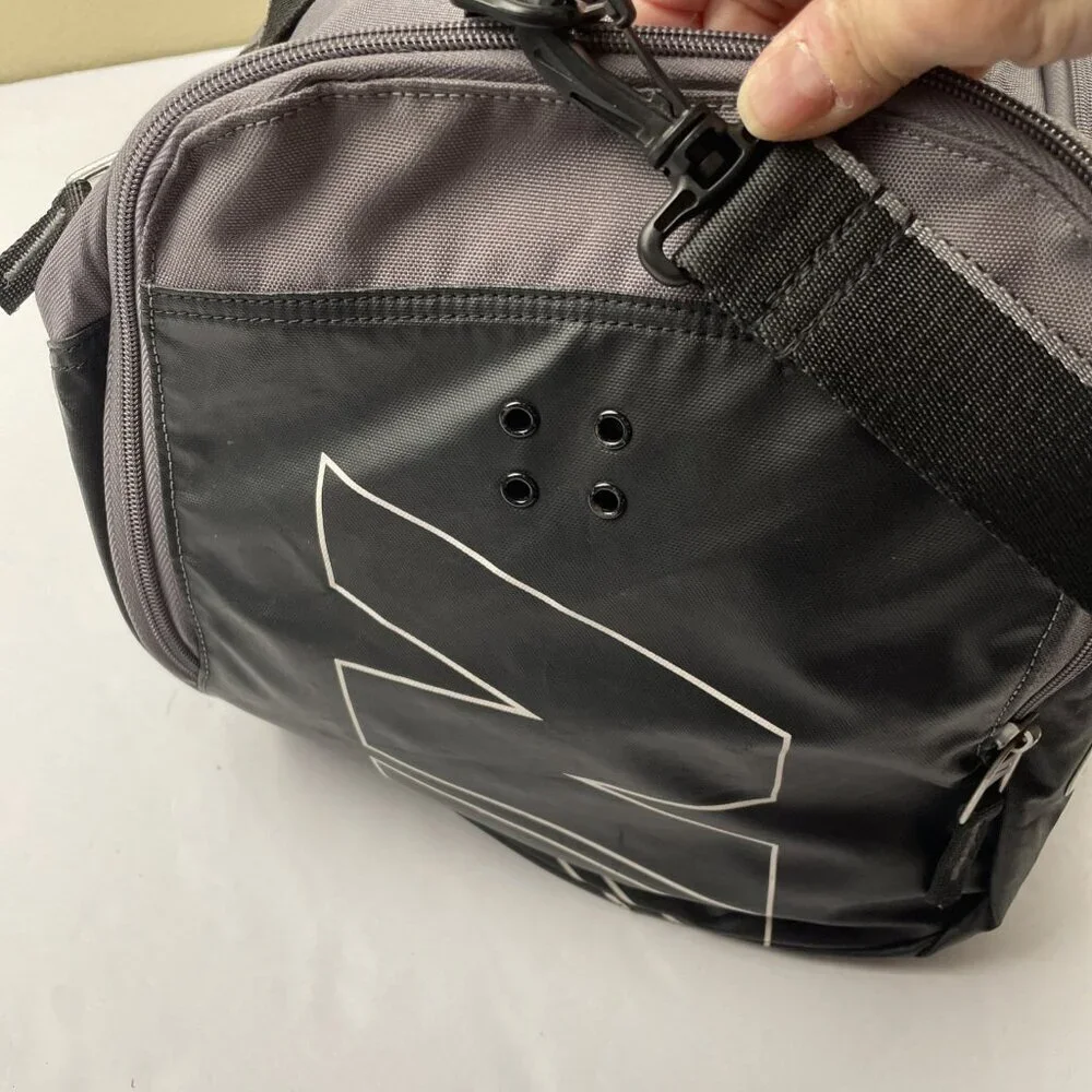 Nike Training Duffle Bag Medium Gym Black Gray Shoulder Strap Zip Shoe Pocket